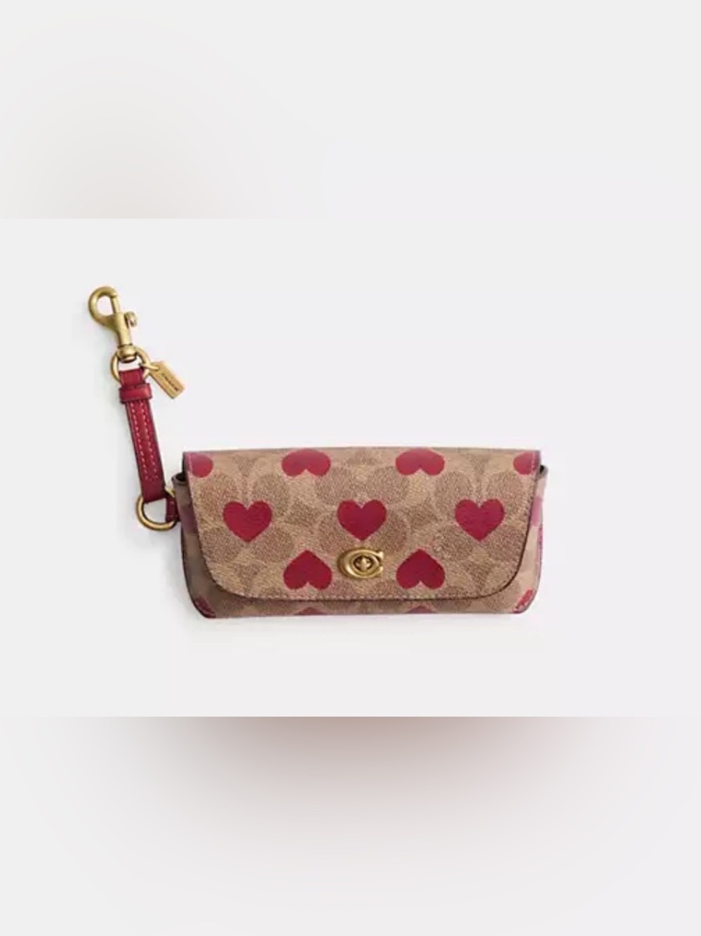 Coach Restored Sunglass Case Bag Charm In Signature Canvas With Heart Print ♥️ - Picture 1 of 1